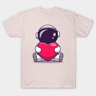 Cute Astronaut Holding Heart Love T-Shirt